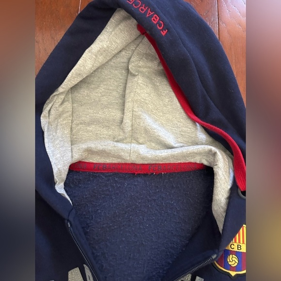 FC Barcelona Camp Nou Size Medium Blue Full Zip Hoodie Sweatshirt Embroidery - Picture 5 of 10